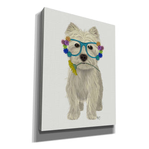 'West Highland Terrier Flower Glasses' by Fab Funky, Giclee Canvas Wall Art
