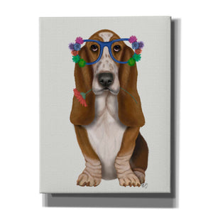 'Basset Hound Flower Glasses' by Fab Funky, Giclee Canvas Wall Art