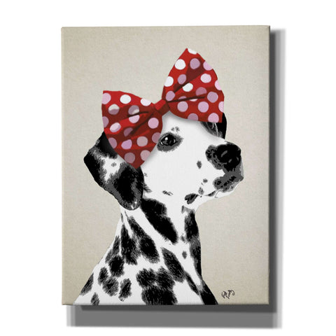 Image of 'Dalmatian With Red Bow' by Fab Funky, Giclee Canvas Wall Art
