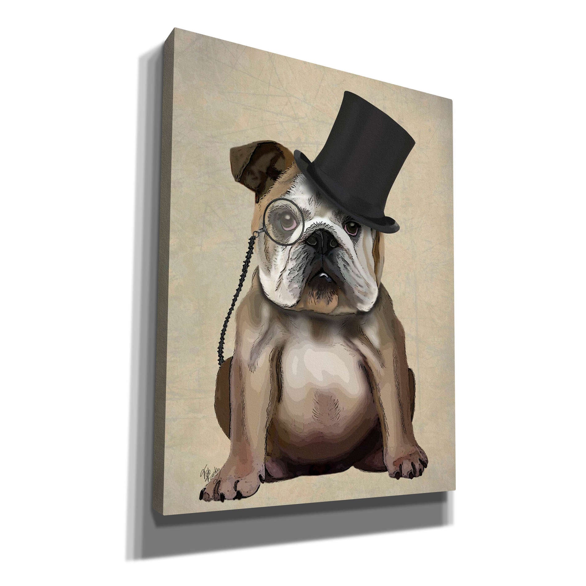 'English Bulldog, Formal Hound and Hat' by Fab Funky, Giclee Canvas Wall Art