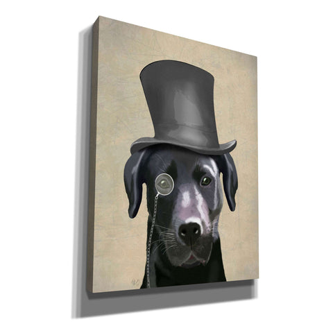 Image of 'Black Labrador, Formal Hound and Hat' by Fab Funky, Giclee Canvas Wall Art
