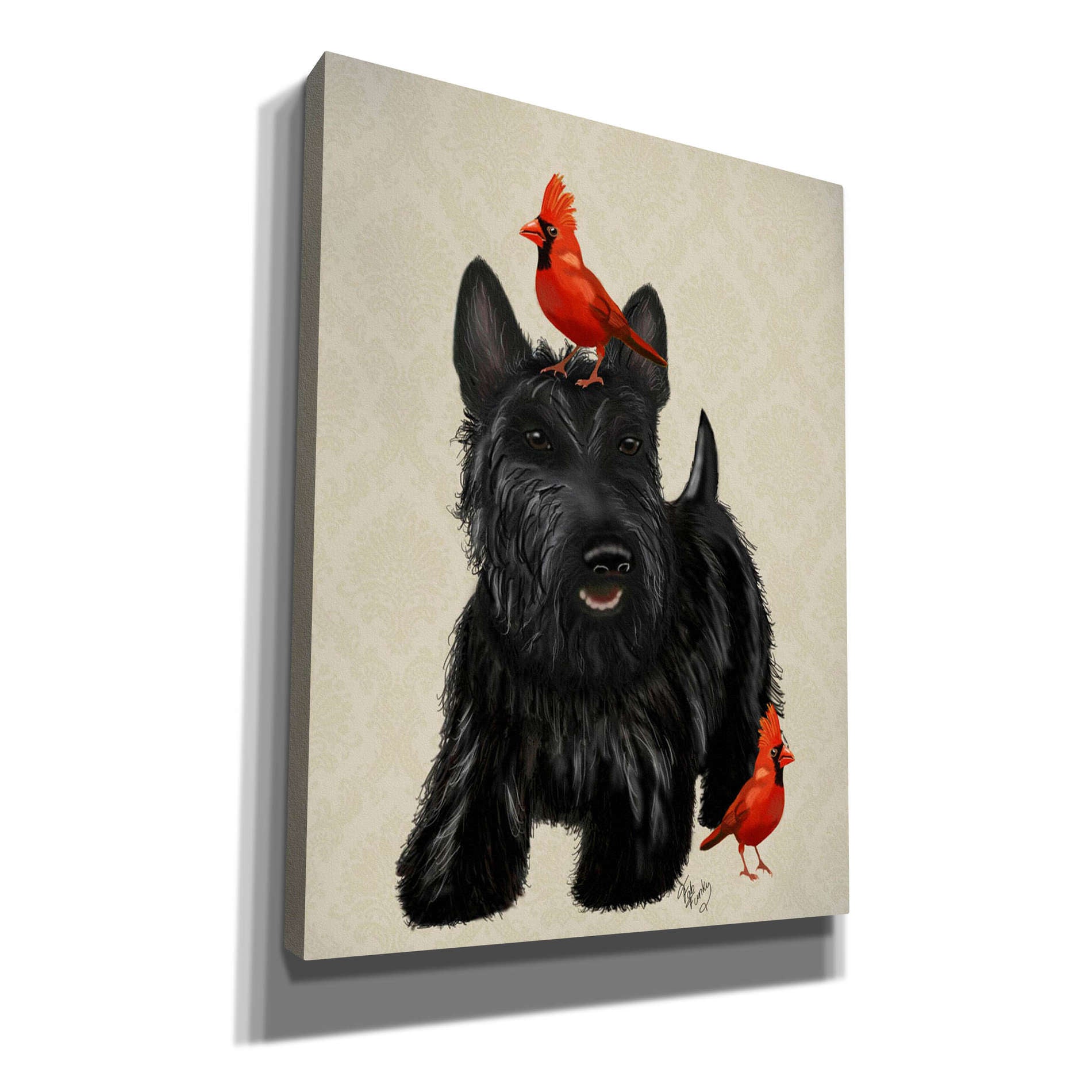'Scottie Dog and Red Birds' by Fab Funky, Giclee Canvas Wall Art