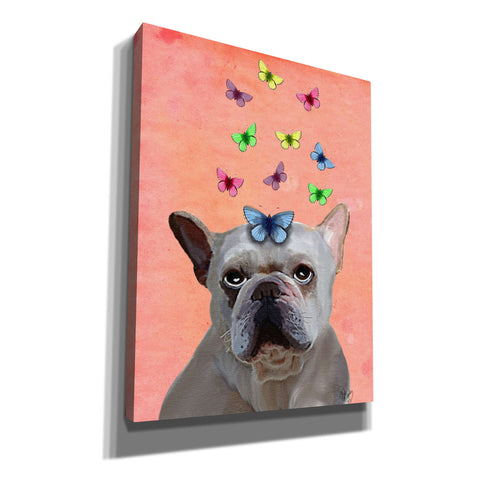 Image of 'White French Bulldog and Butterflies' by Fab Funky, Giclee Canvas Wall Art