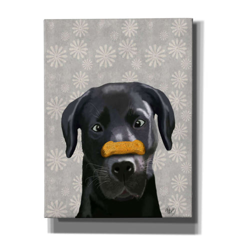 Image of 'Black Labrador With Bone on Nose' by Fab Funky, Giclee Canvas Wall Art