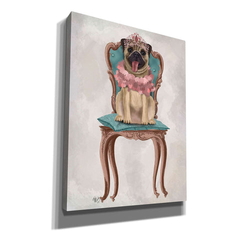 Image of 'Pug Princess on Chair' by Fab Funky, Giclee Canvas Wall Art