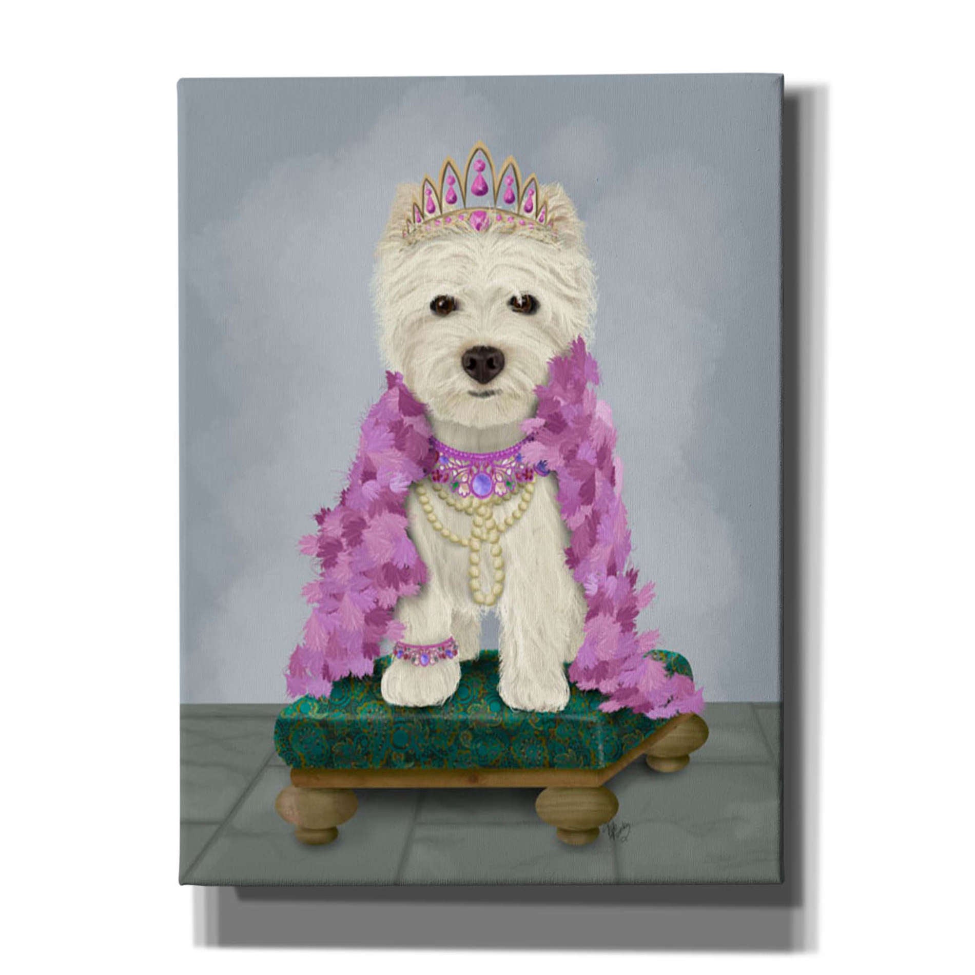 'West Highland Terrier with Tiara' by Fab Funky, Giclee Canvas Wall Art