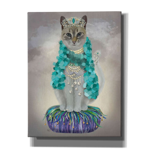 Image of 'Grey Cat With Bells, Full' by Fab Funky, Giclee Canvas Wall Art