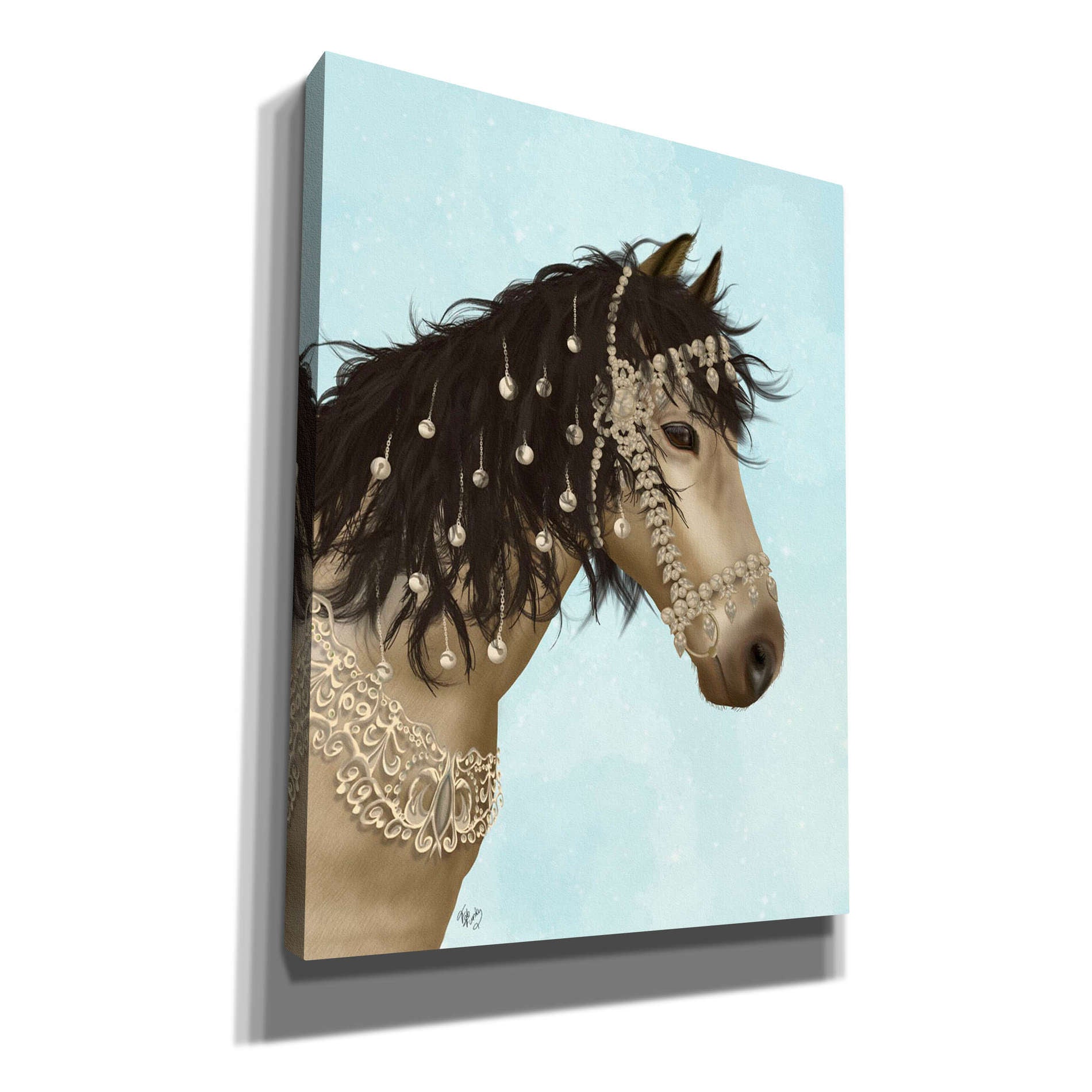 'Horse Buckskin with Jewelled Bridle' by Fab Funky, Giclee Canvas Wall Art