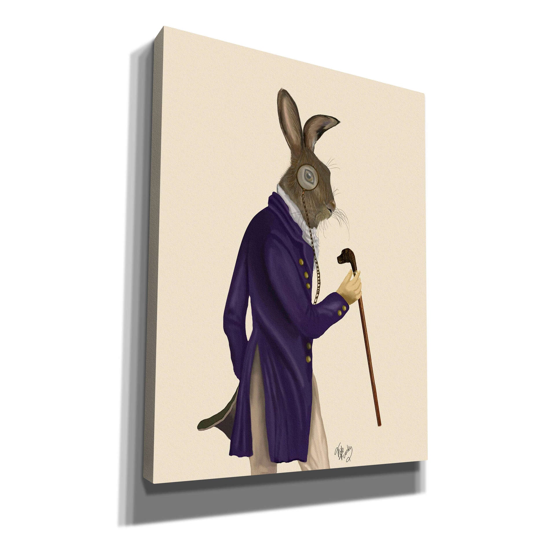 'Hare In Purple Coat' by Fab Funky, Giclee Canvas Wall Art