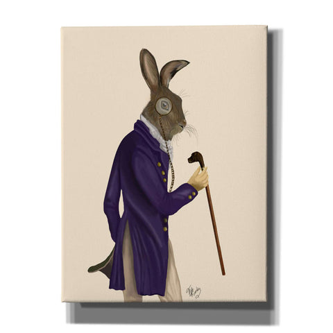 Image of 'Hare In Purple Coat' by Fab Funky, Giclee Canvas Wall Art
