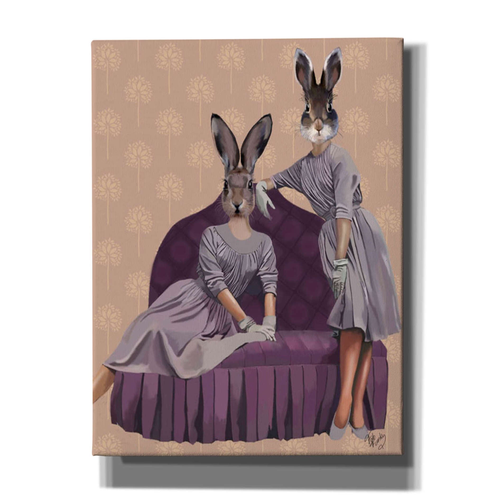 'Rabbits in Purple' by Fab Funky, Giclee Canvas Wall Art