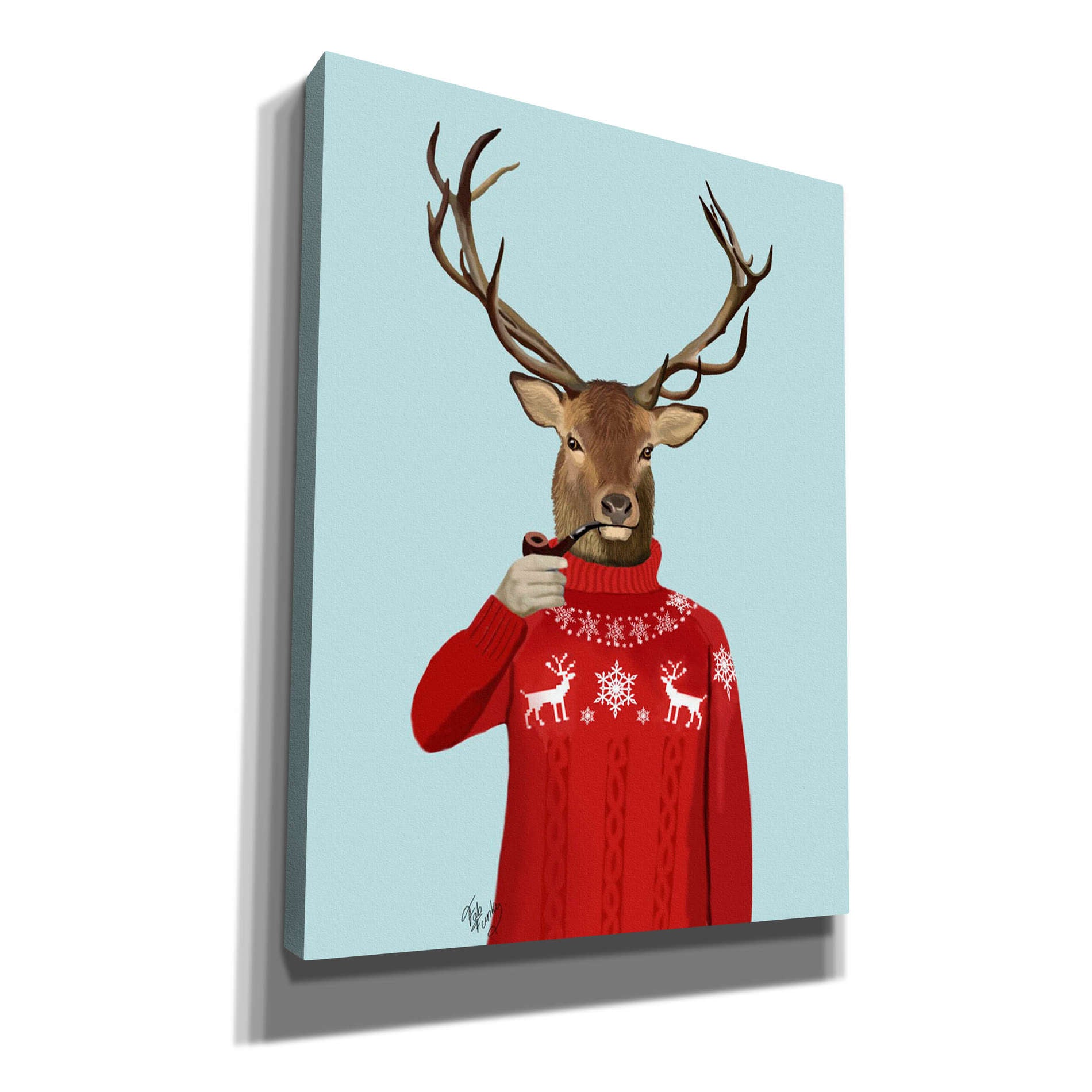 'Deer in Ski Sweater' by Fab Funky, Giclee Canvas Wall Art