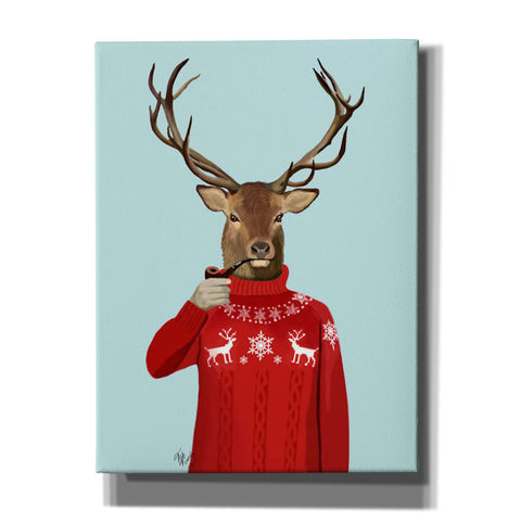 Image of 'Deer in Ski Sweater' by Fab Funky, Giclee Canvas Wall Art