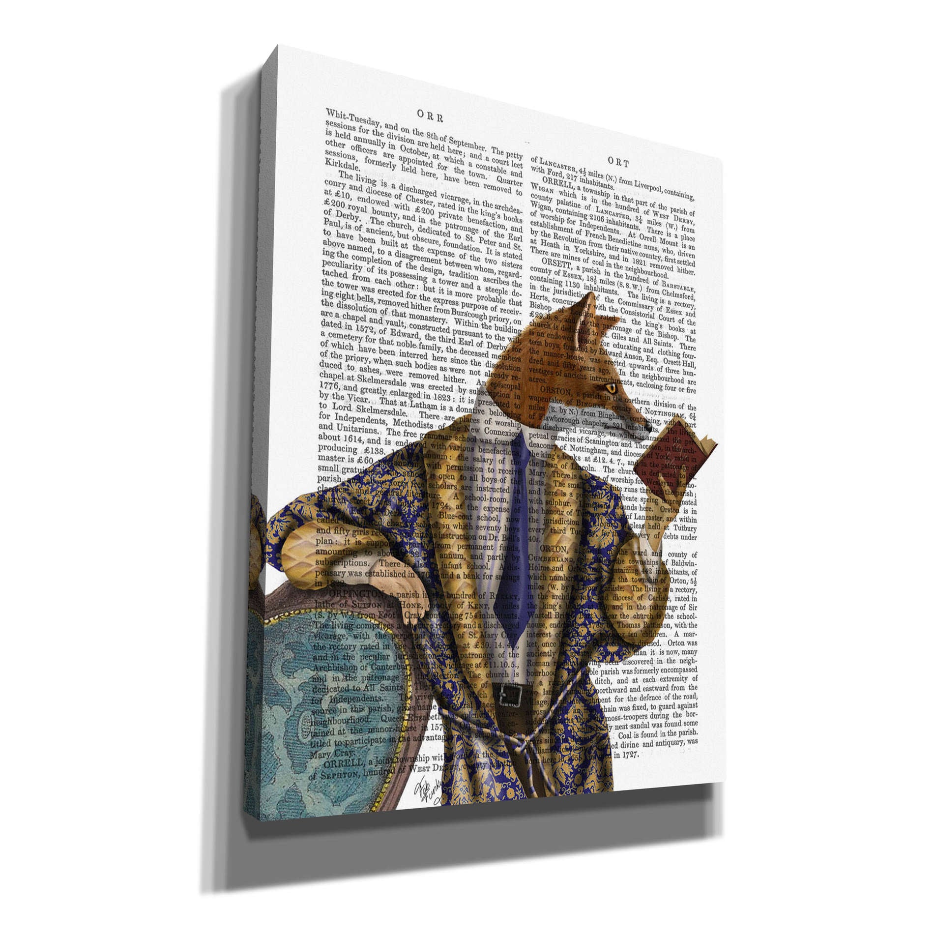 'Book Reader Fox' by Fab Funky, Giclee Canvas Wall Art