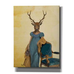 'Deer In Blue Dress' by Fab Funky, Giclee Canvas Wall Art