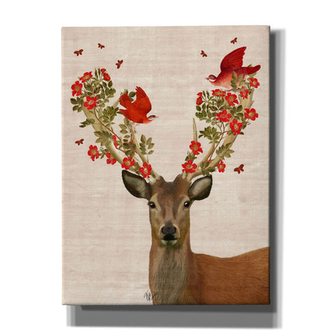 Image of 'Deer and Love Birds' by Fab Funky, Canvas Wall Art