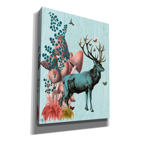 Image of 'Turquoise Deer in Mushroom Forest' by Fab Funky, Giclee Canvas Wall Art
