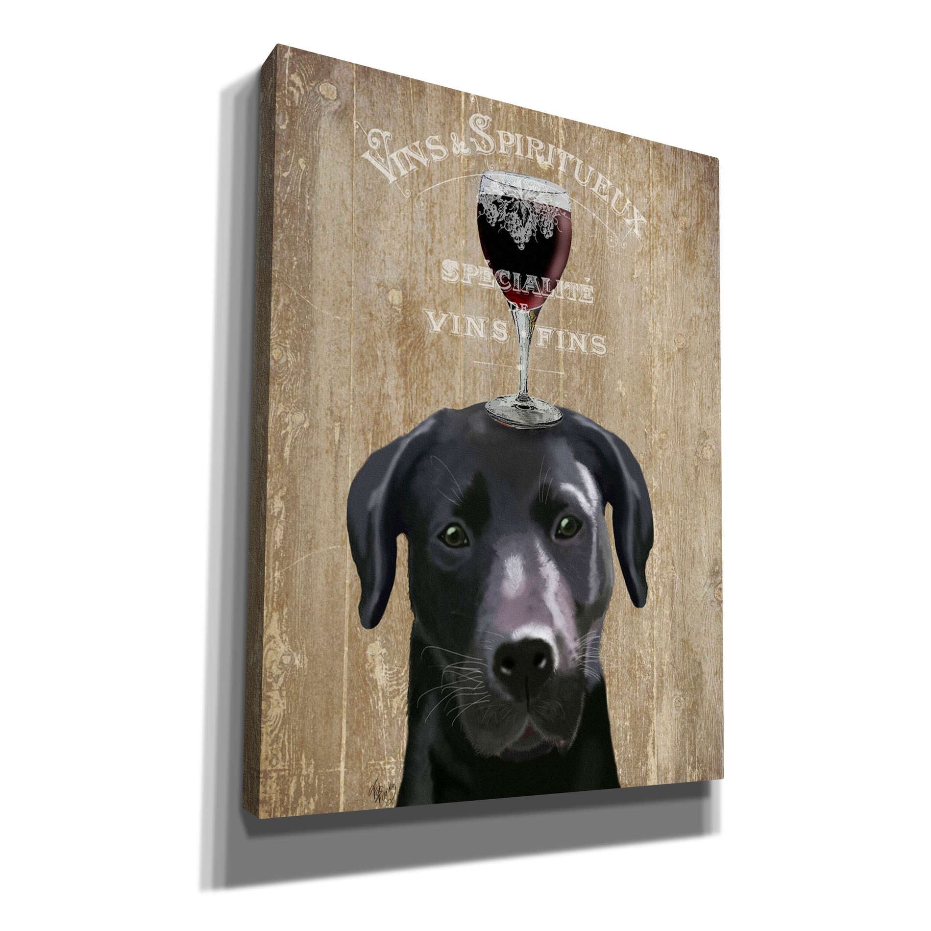 'Dog Au Vin, Black Labrador' by Fab Funky, Giclee Canvas Wall Art