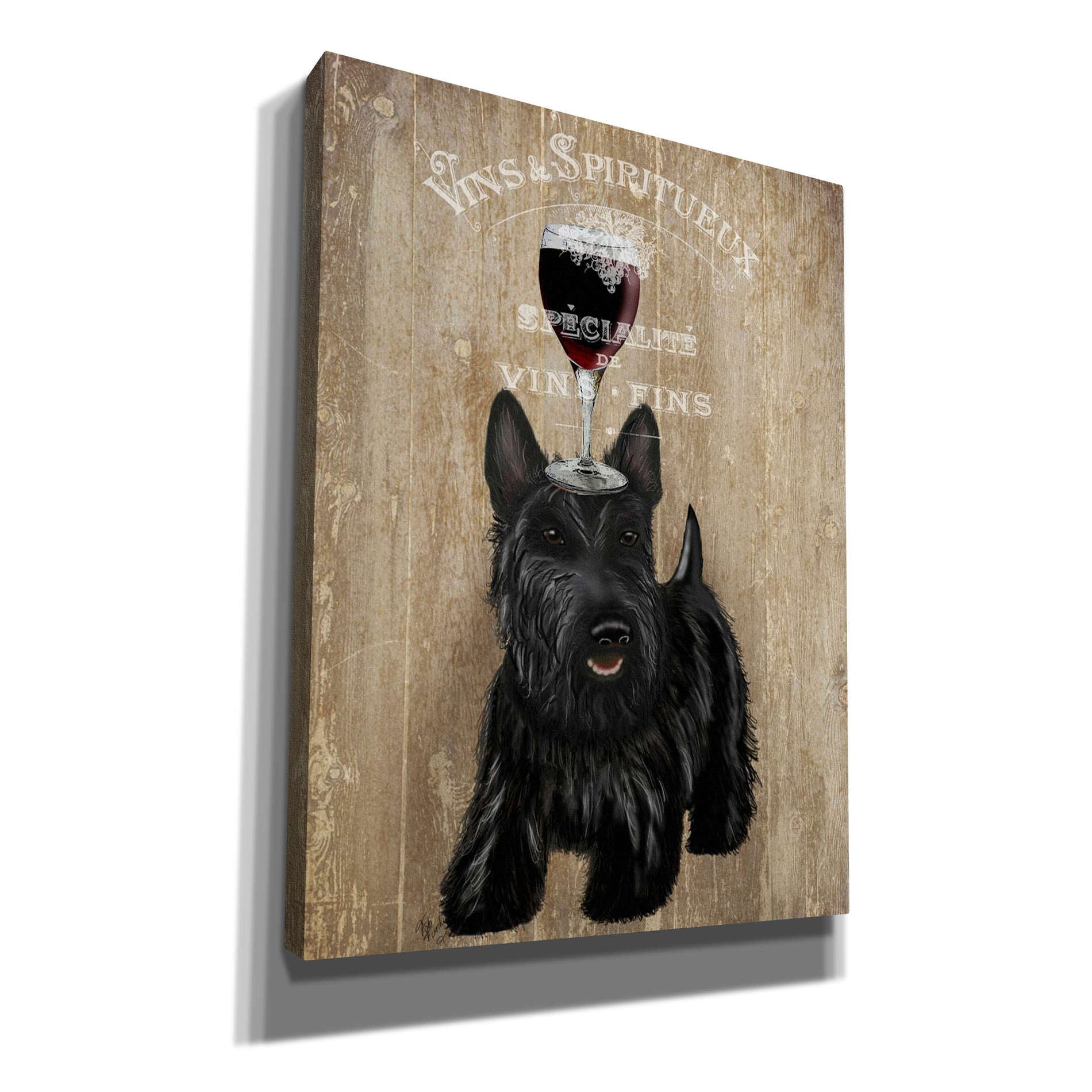 'Dog Au Vin, Scottish Terrier' by Fab Funky, Giclee Canvas Wall Art