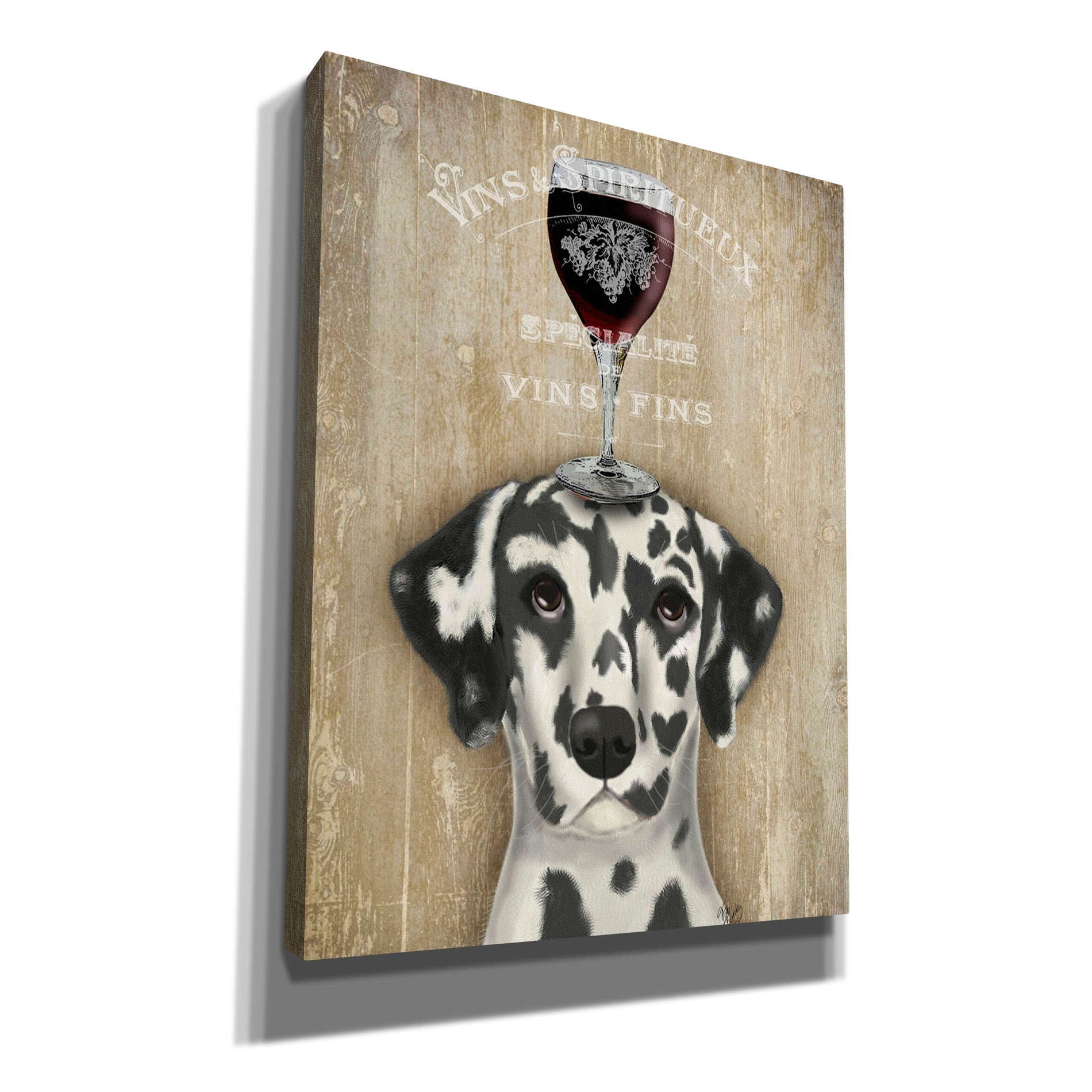 'Dog Au Vin Dalmatian' by Fab Funky, Giclee Canvas Wall Art