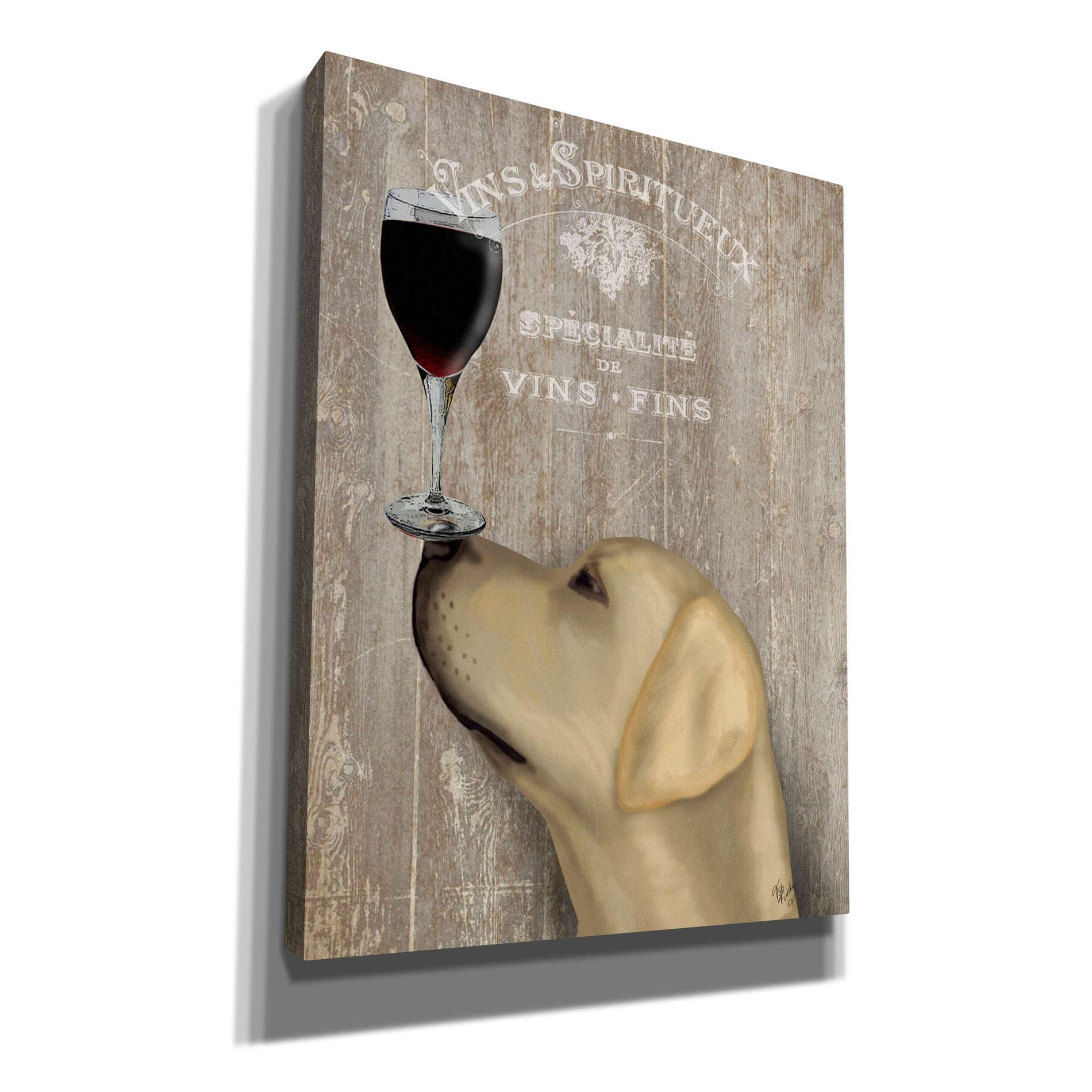 'Dog Au Vin Yellow Labrador' by Fab Funky, Giclee Canvas Wall Art