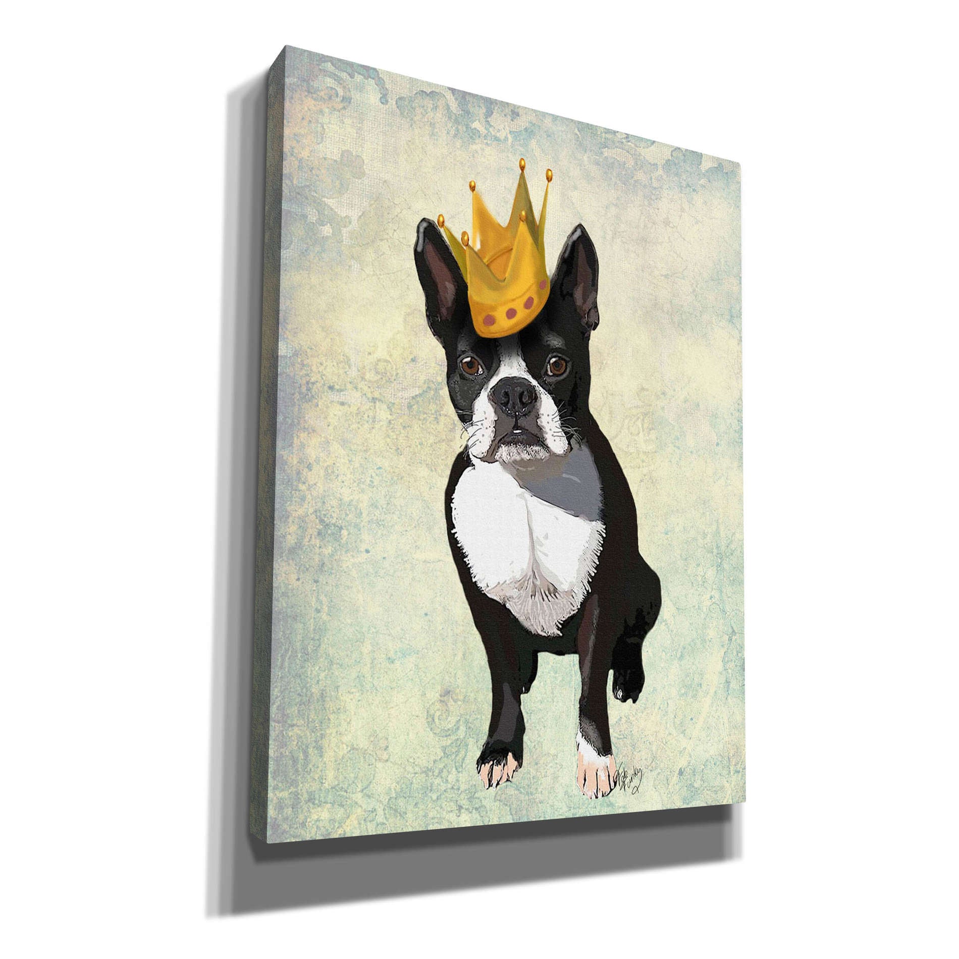 'Boston Terrier and Crown' by Fab Funky, Canvas Wall Art