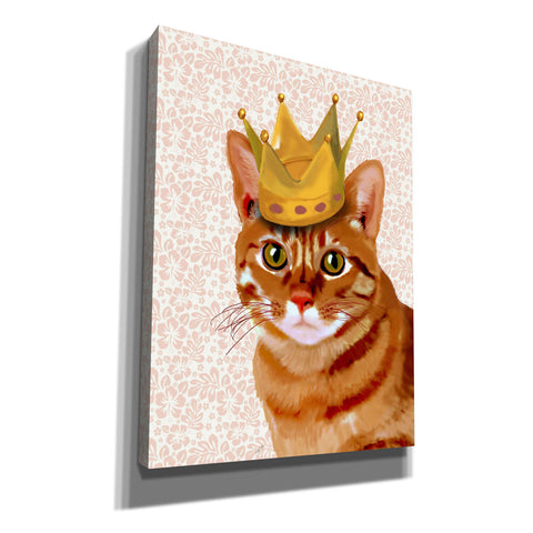 'Ginger Cat with Crown Portrait' by Fab Funky, Giclee Canvas Wall Art