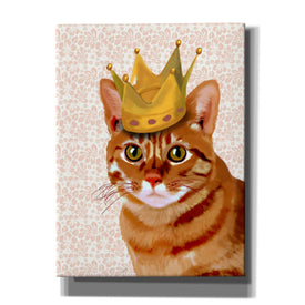 'Ginger Cat with Crown Portrait' by Fab Funky, Giclee Canvas Wall Art