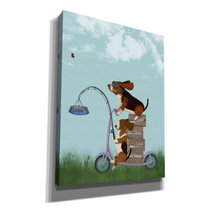 'Basset Hound Scooter' by Fab Funky Giclee Canvas Wall Art