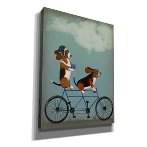 'Basset Hound Tandem' by Fab Funky Giclee Canvas Wall Art