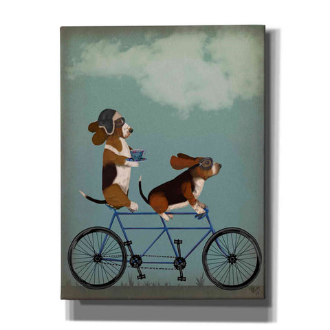 Image of 'Basset Hound Tandem' by Fab Funky Giclee Canvas Wall Art