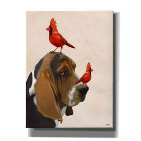 'Basset Hound and Birds' by Fab Funky Giclee Canvas Wall Art