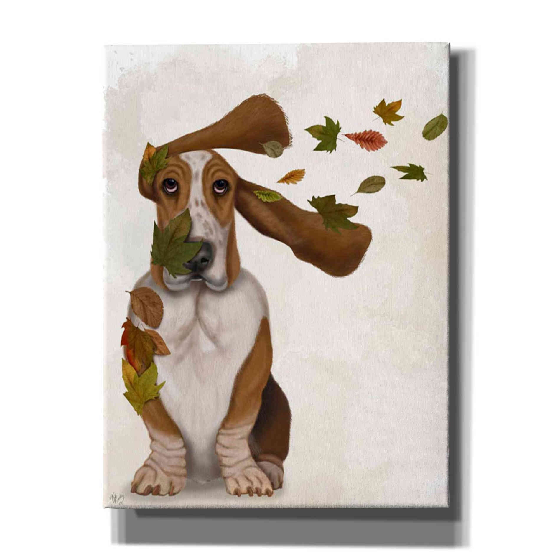 'Basset Hound Windswept and Interesting' by Fab Funky Giclee Canvas Wall Art