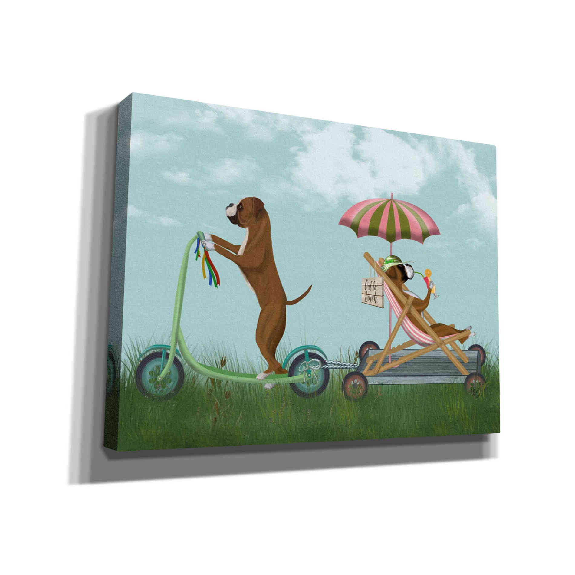 'Boxer Scooter' by Fab Funky Giclee Canvas Wall Art