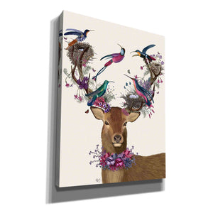 'Deer Birdkeeper, Tropical Bird Nests' by Fab Funky Giclee Canvas Wall Art