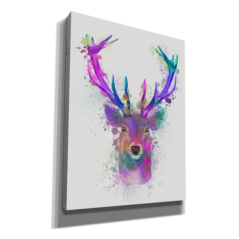 Image of 'Deer Head 1 Rainbow Splash Pink and Purple' by Fab Funky Giclee Canvas Wall Art