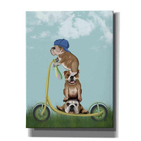 Image of 'English Bulldog Scooter' by Fab Funky Giclee Canvas Wall Art