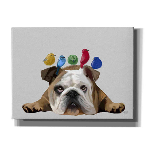Image of 'English Bulldog and Birds' by Fab Funky Giclee Canvas Wall Art