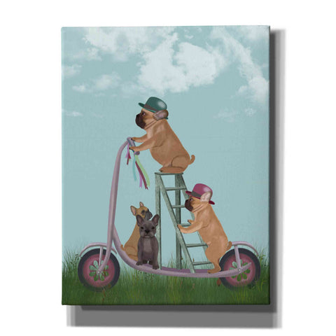 Image of 'French Bulldog Scooter' by Fab Funky Giclee Canvas Wall Art
