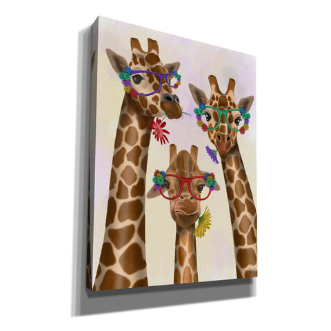 Image of 'Giraffe and Flower Glasses, Trio' by Fab Funky Canvas Wall Art