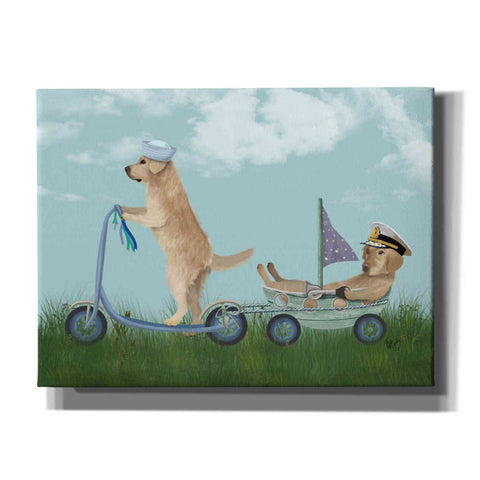 Image of 'Golden Retriever Scooter' by Fab Funky Giclee Canvas Wall Art
