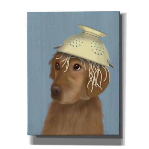 Image of 'Golden Retriever and Spaghetti' by Fab Funky Giclee Canvas Wall Art