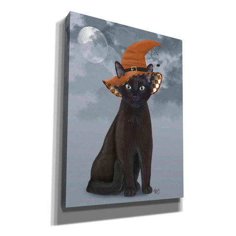 Image of 'Halloween Black Cat in Witches Hat' by Fab Funky Canvas Wall Art