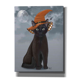 'Halloween Black Cat in Witches Hat' by Fab Funky Canvas Wall Art