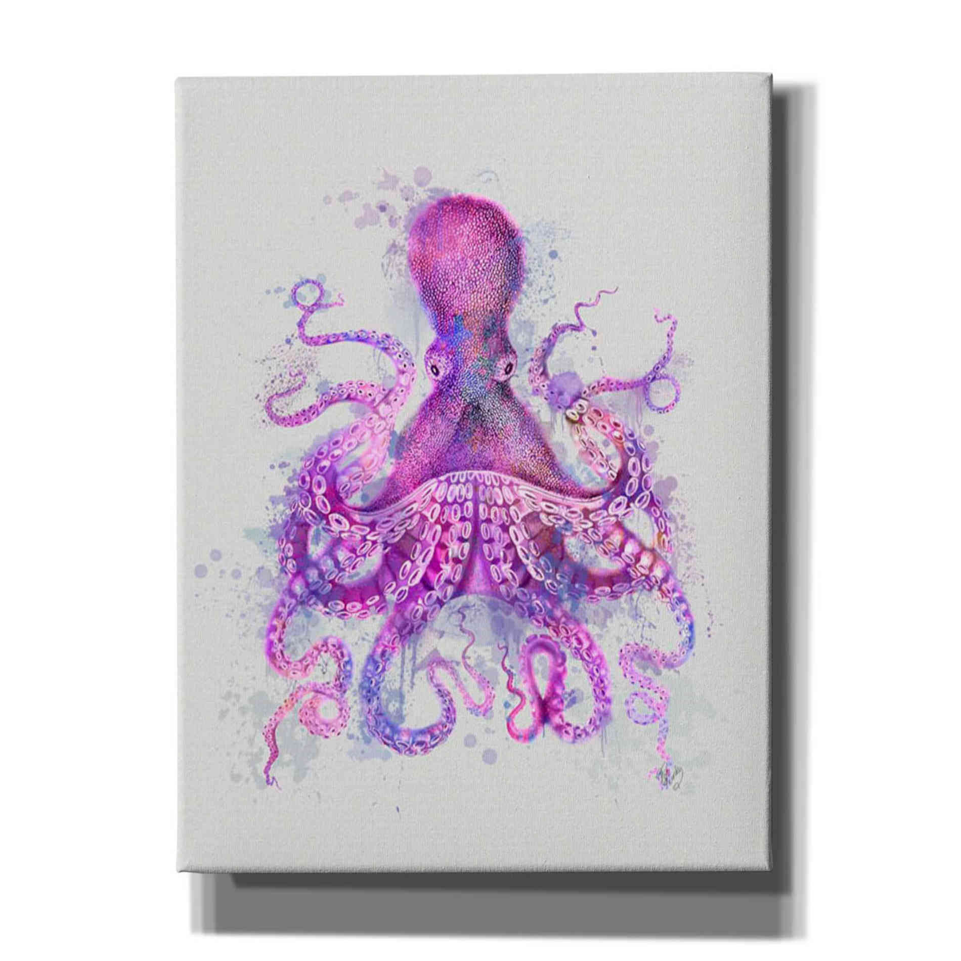 'Octopus Rainbow Splash Pink' by Fab Funky Giclee Canvas Wall Art