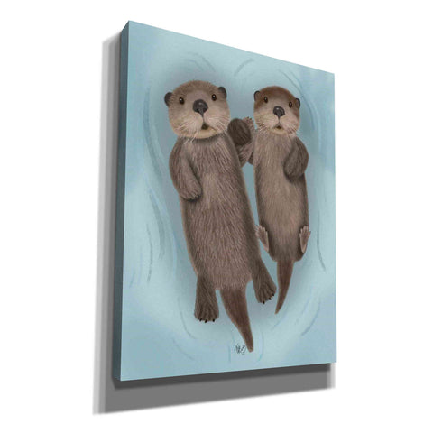 Image of 'Otters Holding Hands' by Fab Funky Giclee Canvas Wall Art