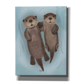 'Otters Holding Hands' by Fab Funky Giclee Canvas Wall Art