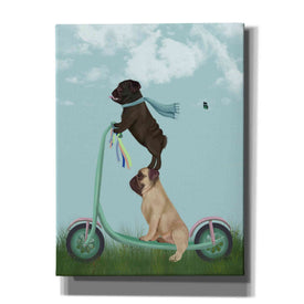 'Pug Scooter' by Fab Funky Giclee Canvas Wall Art