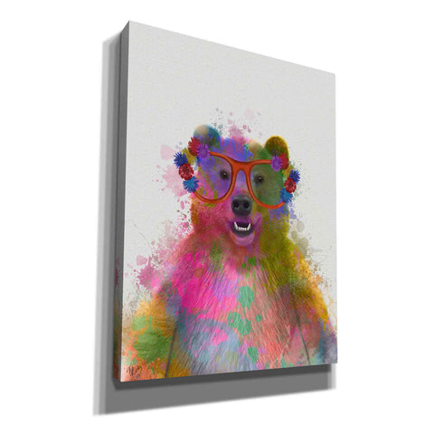 Image of 'Rainbow Splash Bear' by Fab Funky Giclee Canvas Wall Art