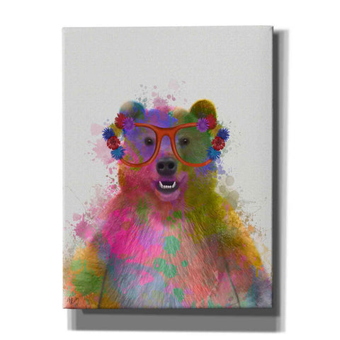 Image of 'Rainbow Splash Bear' by Fab Funky Giclee Canvas Wall Art